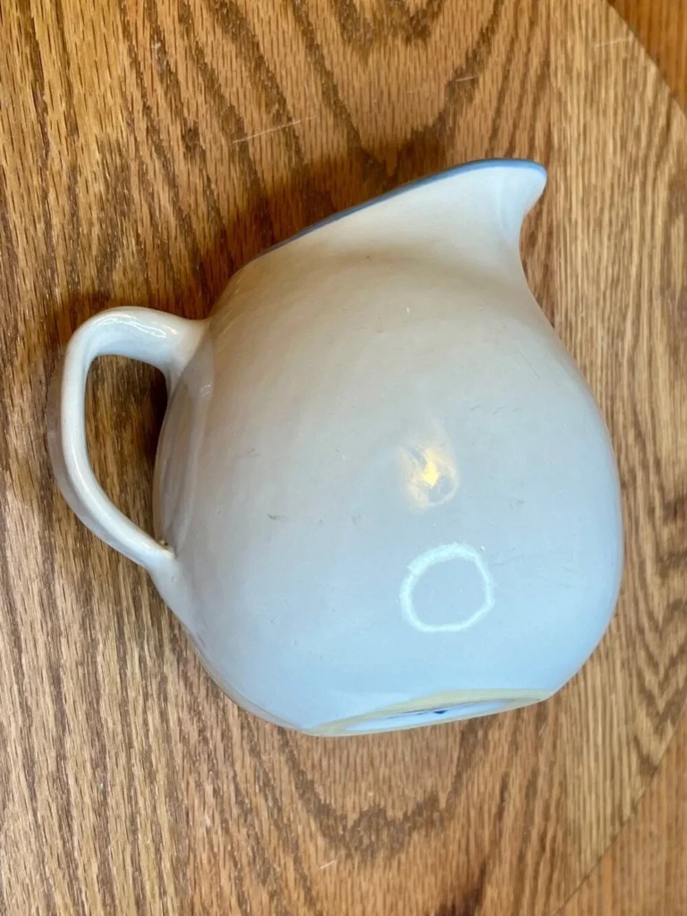 Vintage M.A. Hadley Pot Belly Milk Pitcher - Country Scene Blue-Horse